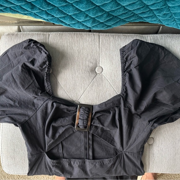 Elegant Black Cutout Puff Sleeve Maxi Dress - Picture 7 of 8